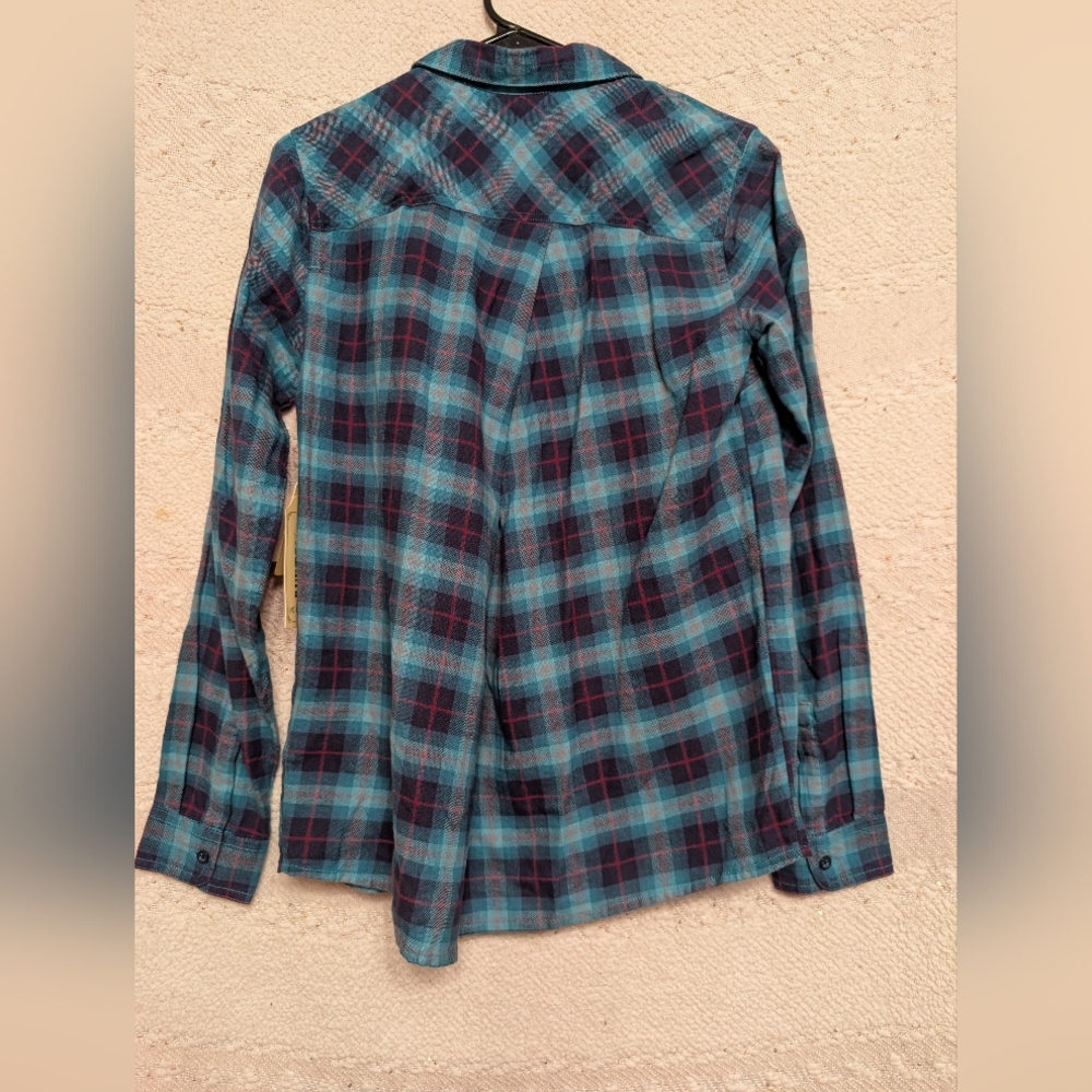 Burton Women's WB Grace Woven Jaded Haze Plaid 100% Cotton Size M BNWT - Picture 9 of 11